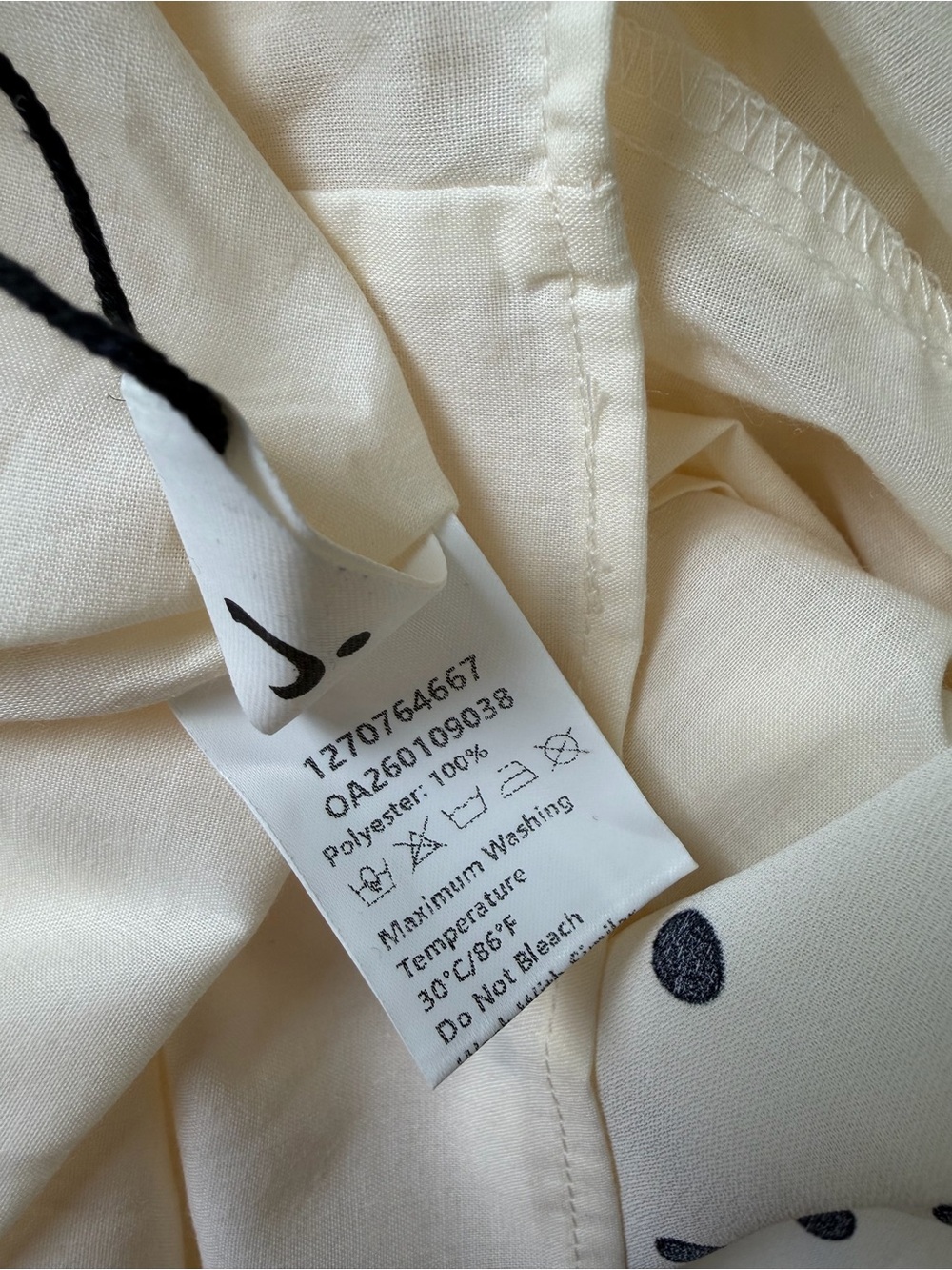 Commense Satin Polka Dot Ruched Mini Dress Cream Black Medium NWT Sleeveless - Picture 8 of 9